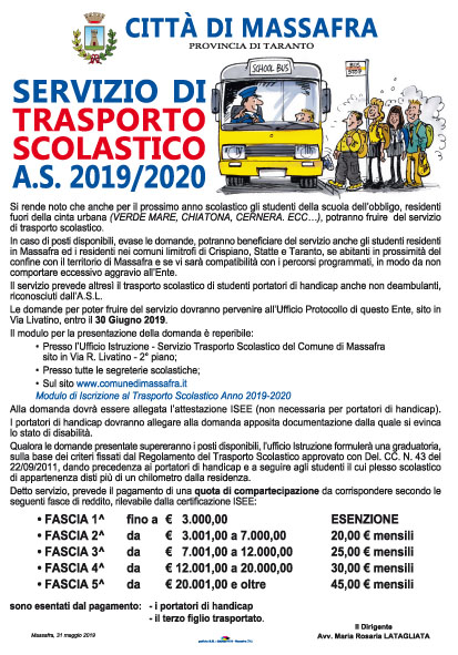 SERVIZIO TRASPORTO SCOLASTICO ANNO SCOLASTICO 2019/2020